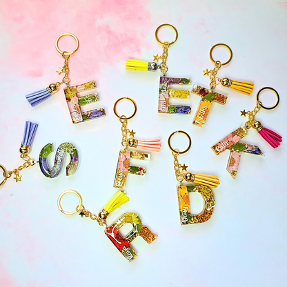 Personalised Floral Initial Keyrings