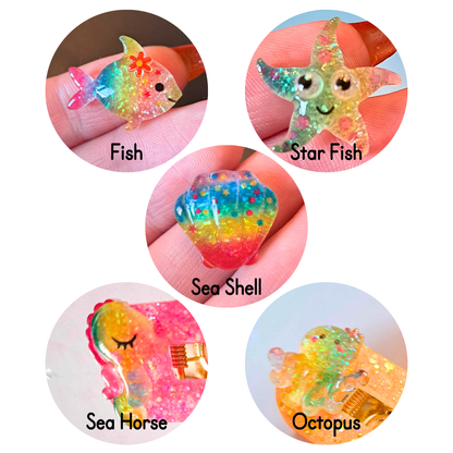 Neon Glitter Hair Clips Set Of 2