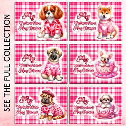 Pink Tartan Valentines Paws Tumbler Wrap - Cavalier King Charles