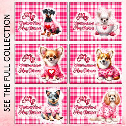 Pink Tartan Valentines Paws Tumbler Wrap - Cavalier King Charles