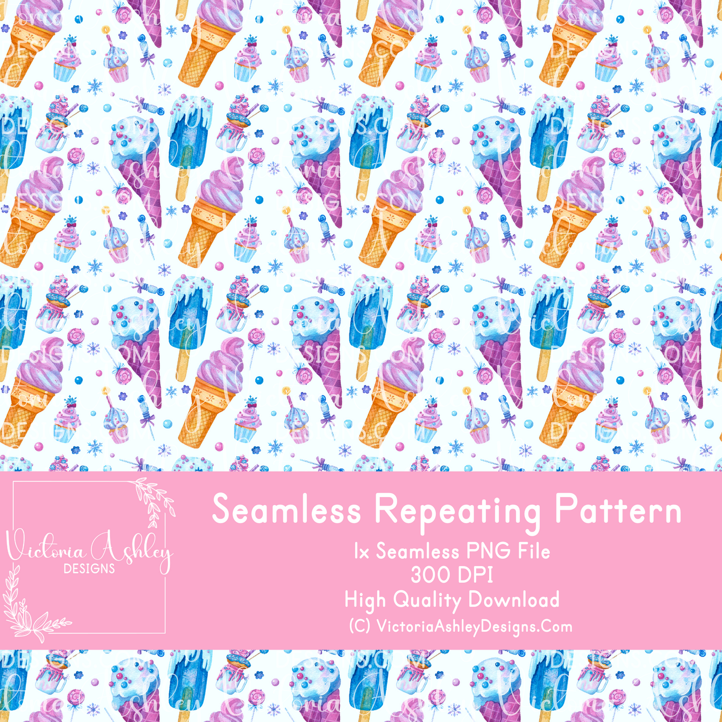 Seamless Repeating Pattern - Frozen Ice Cream