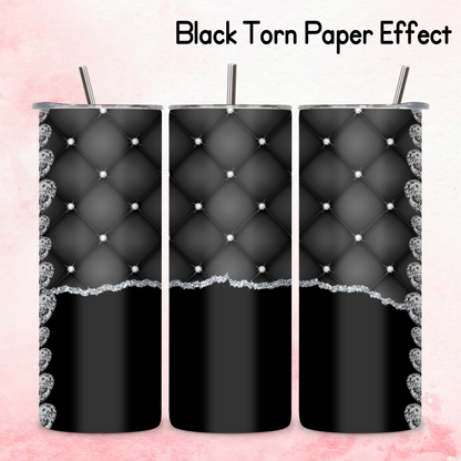 Diamante Edge Torn Paper Effect Tumbler Wrap - Jett black