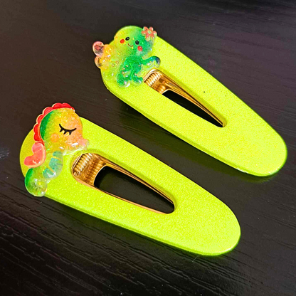 Neon Glitter Hair Clips Set Of 2