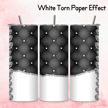 Diamante Edge Torn Paper Effect Tumbler Wrap - Jett black