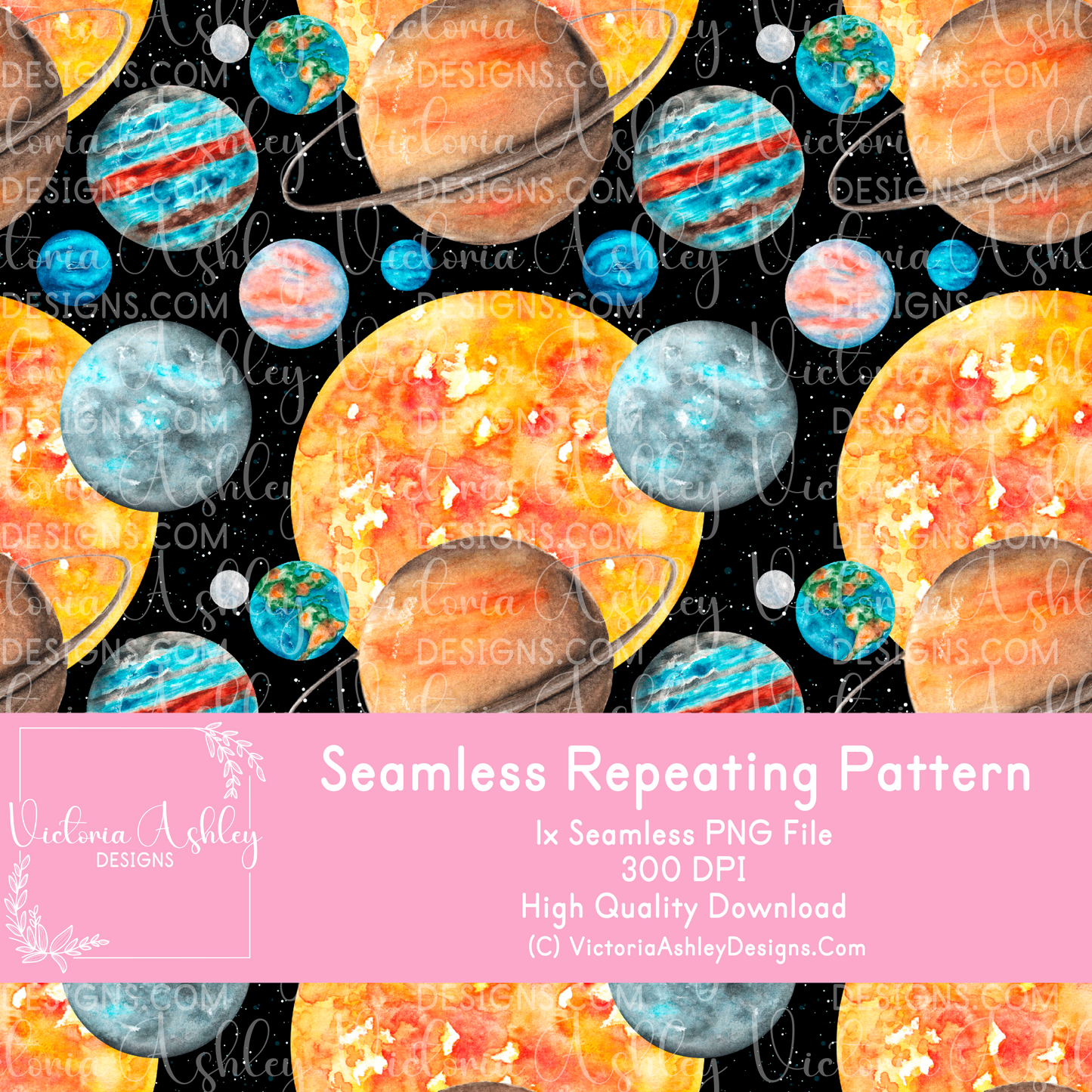 Seamless Repeating Pattern - Planets