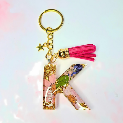 BULK ORDER Personalised Floral Initial Keyrings