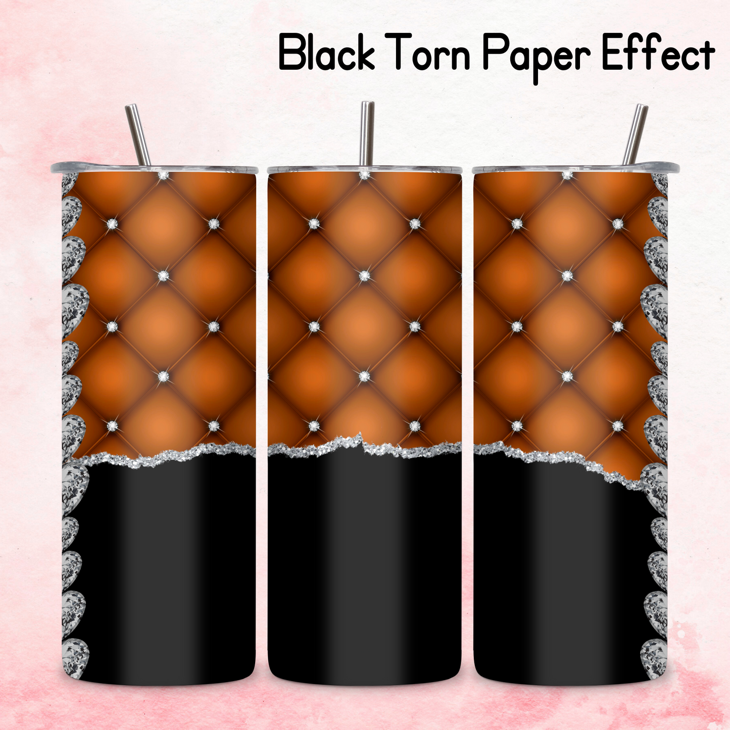 Diamante Edge Torn Paper Effect Tumbler Wrap - Burnt Sienna