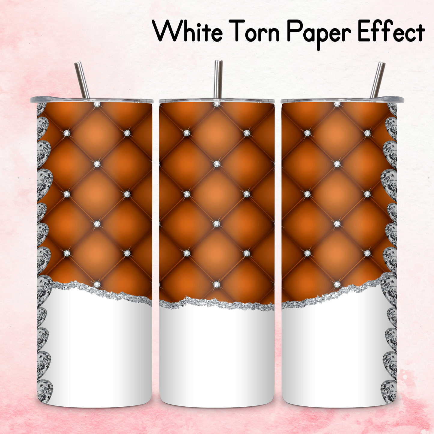 Diamante Edge Torn Paper Effect Tumbler Wrap - Burnt Sienna