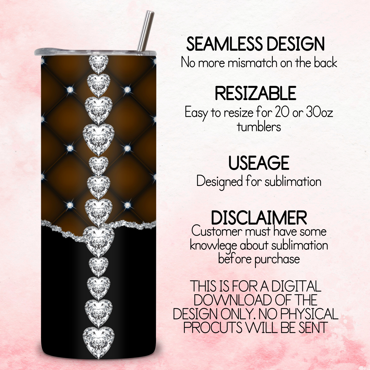 Diamante Edge Torn Paper Effect Tumbler Wrap - Chocolate Brown