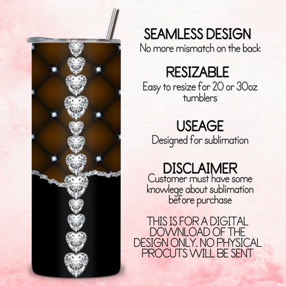 Diamante Edge Torn Paper Effect Tumbler Wrap - Chocolate Brown