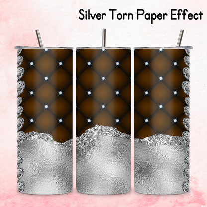 Diamante Edge Torn Paper Effect Tumbler Wrap - Chocolate Brown