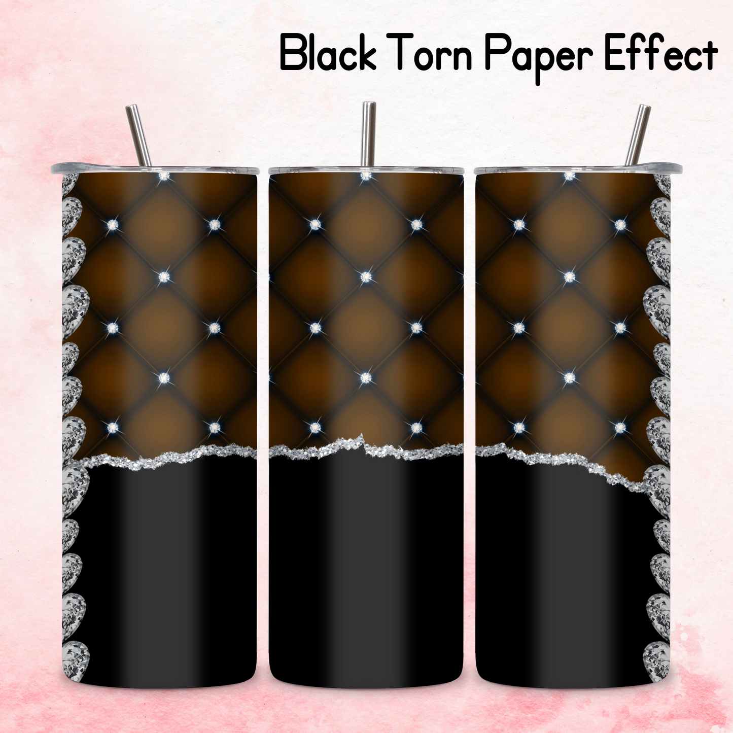 Diamante Edge Torn Paper Effect Tumbler Wrap - Chocolate Brown