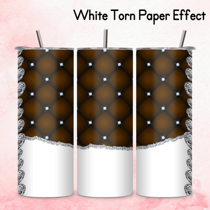 Diamante Edge Torn Paper Effect Tumbler Wrap - Chocolate Brown