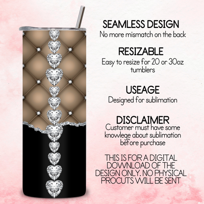 Diamante Edge Torn Paper Effect Tumbler Wrap - Dark Champagne