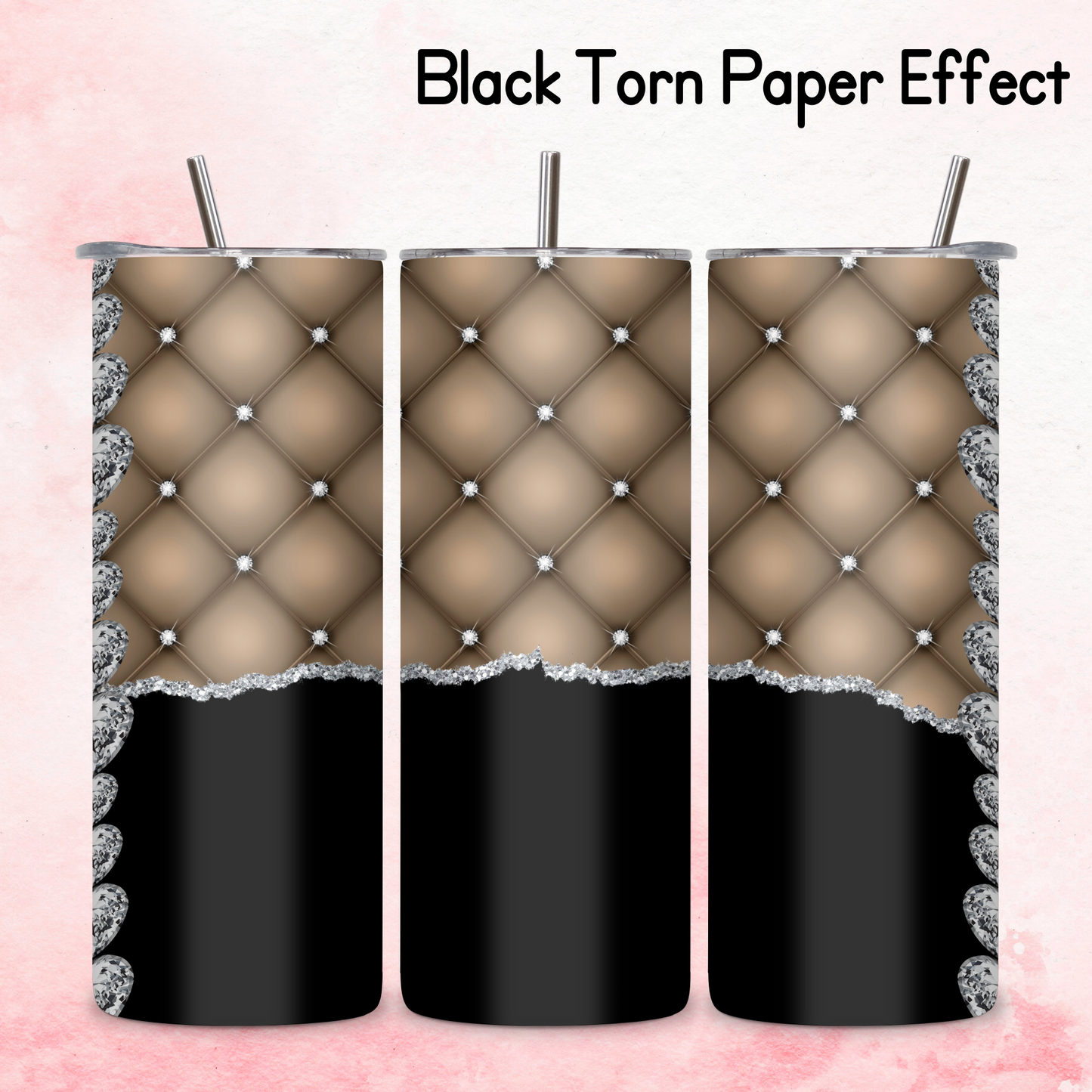 Diamante Edge Torn Paper Effect Tumbler Wrap - Dark Champagne