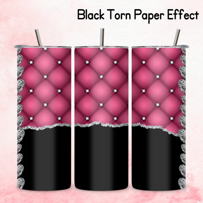 Diamante Edge Torn Paper Effect Tumbler Wrap - Dark Pink