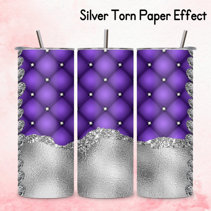 Diamante Edge Torn Paper Effect Tumbler Wrap - Deep Purple