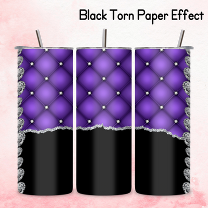 Diamante Edge Torn Paper Effect Tumbler Wrap - Deep Purple