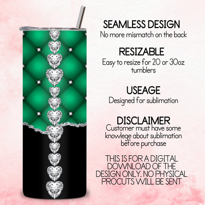 Diamante Edge Torn Paper Effect Tumbler Wrap - Emerald Green