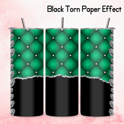 Diamante Edge Torn Paper Effect Tumbler Wrap - Emerald Green