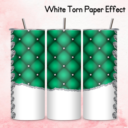 Diamante Edge Torn Paper Effect Tumbler Wrap - Emerald Green