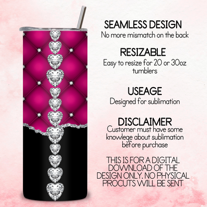 Diamante Edge Torn Paper Effect Tumbler Wrap - Fuchsia Pink