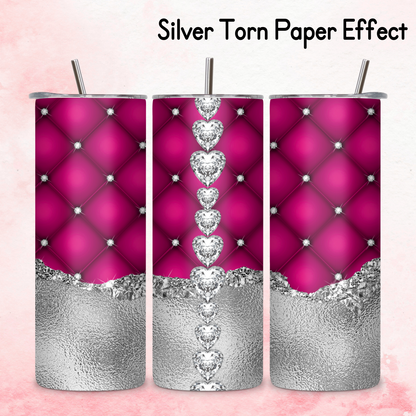 Diamante Edge Torn Paper Effect Tumbler Wrap - Fuchsia Pink