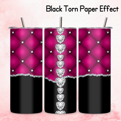 Diamante Edge Torn Paper Effect Tumbler Wrap - Fuchsia Pink