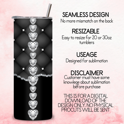 Diamante Edge Torn Paper Effect Tumbler Wrap - Jett black