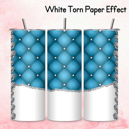 Diamante Edge Torn Paper Effect Tumbler Wrap - Marine Blue