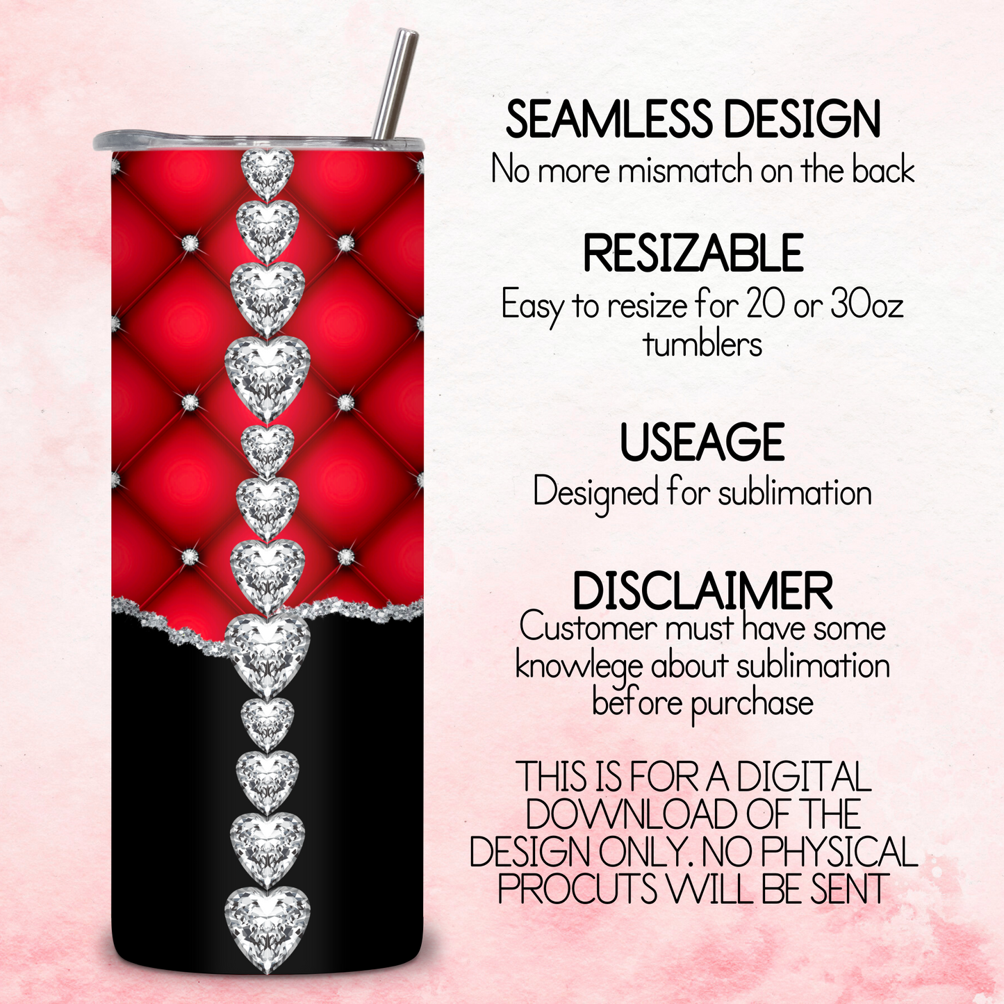 Diamante Edge Torn Paper Effect Tumbler Wrap - Post-box Red