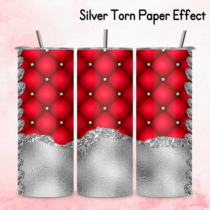 Diamante Edge Torn Paper Effect Tumbler Wrap - Post-box Red