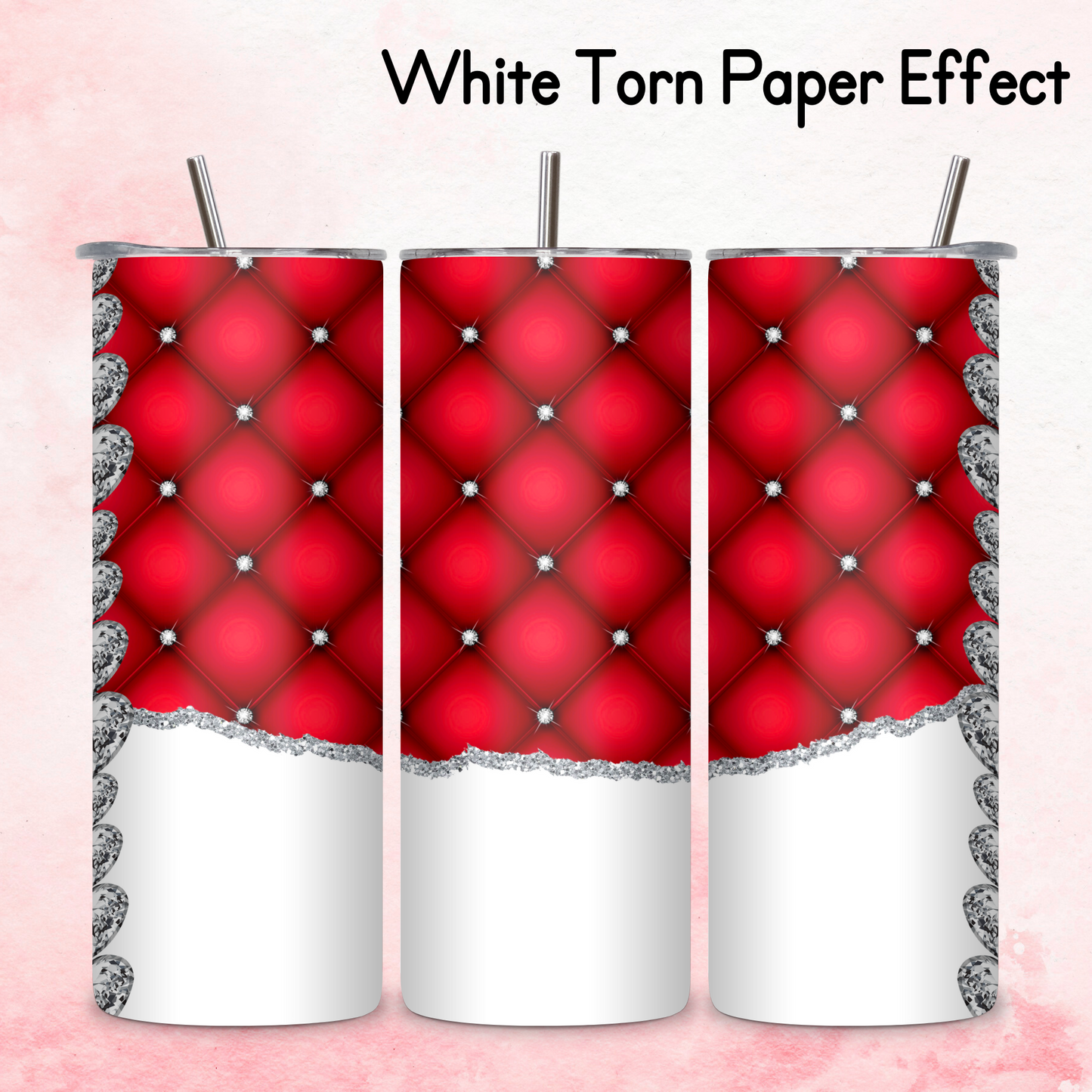 Diamante Edge Torn Paper Effect Tumbler Wrap - Post-box Red