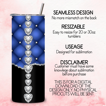 Diamante Edge Torn Paper Effect Tumbler Wrap - Royal Blue