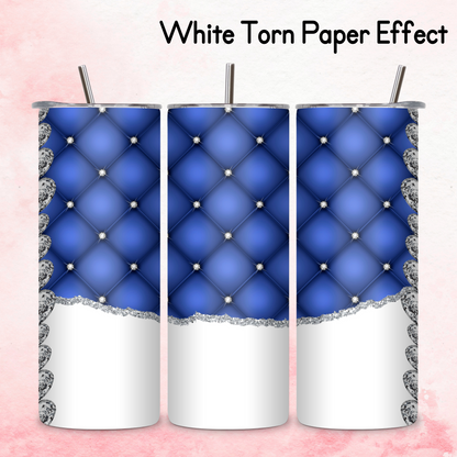 Diamante Edge Torn Paper Effect Tumbler Wrap - Royal Blue