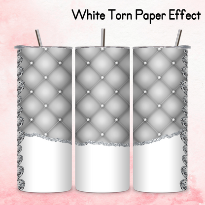 Diamante Edge Torn Paper Effect Tumbler Wrap - Silver Grey