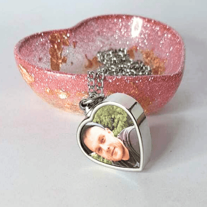 Heart Shaped Urn Pendant With Picture & Swarvoski Birth Stone Charm