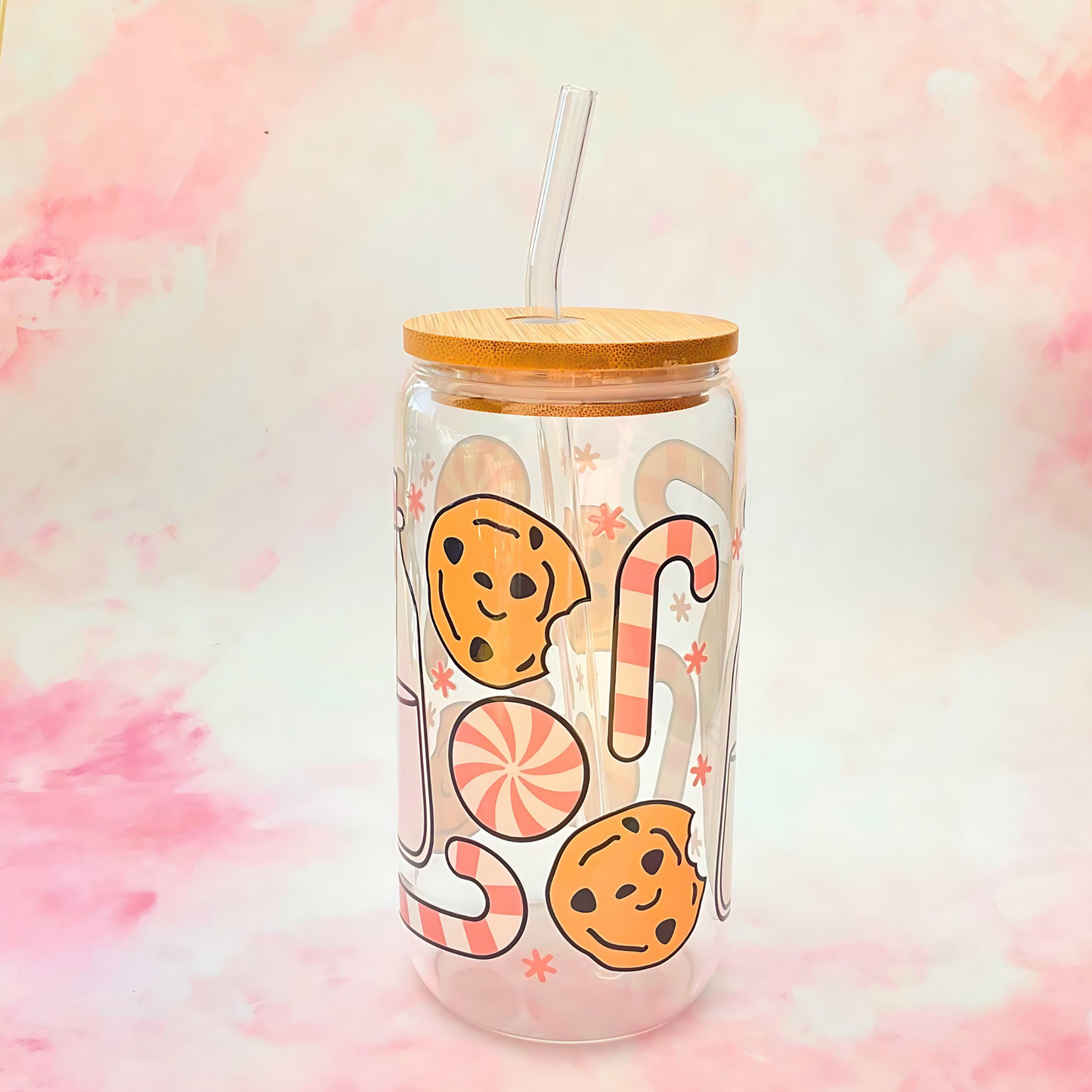 16oz Milk & Cookies Tempered Glass Can