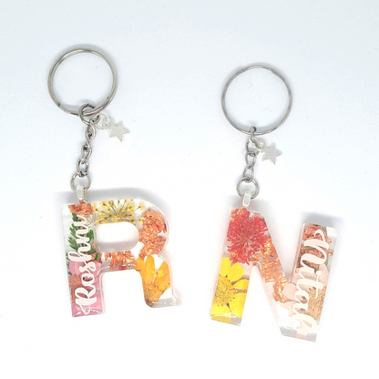 BULK ORDER Personalised Floral Initial Keyrings