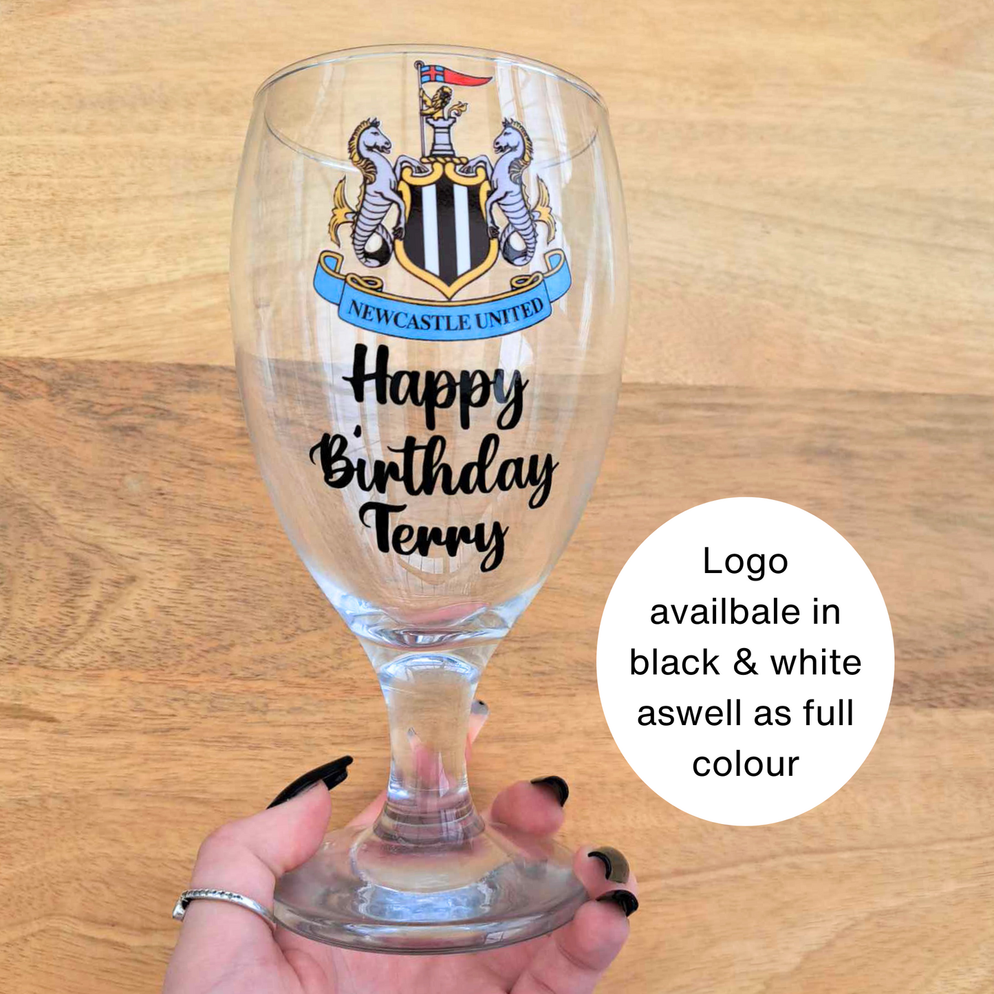 Personalized Football Stemmed Pint Glass / Moretti Style Glass