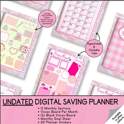 Pink Theme UNDATED Saving Planner