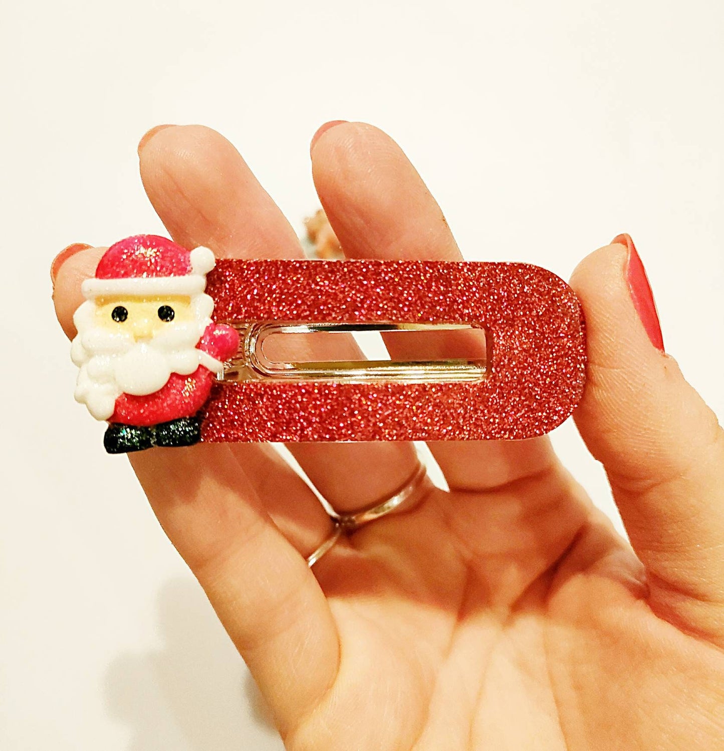 Christmas Santa & Reindeer Glitter Hair Clips