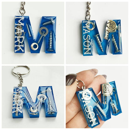 BULK ORDER Acrylic Nails And Screws Coloured Initial Keyring