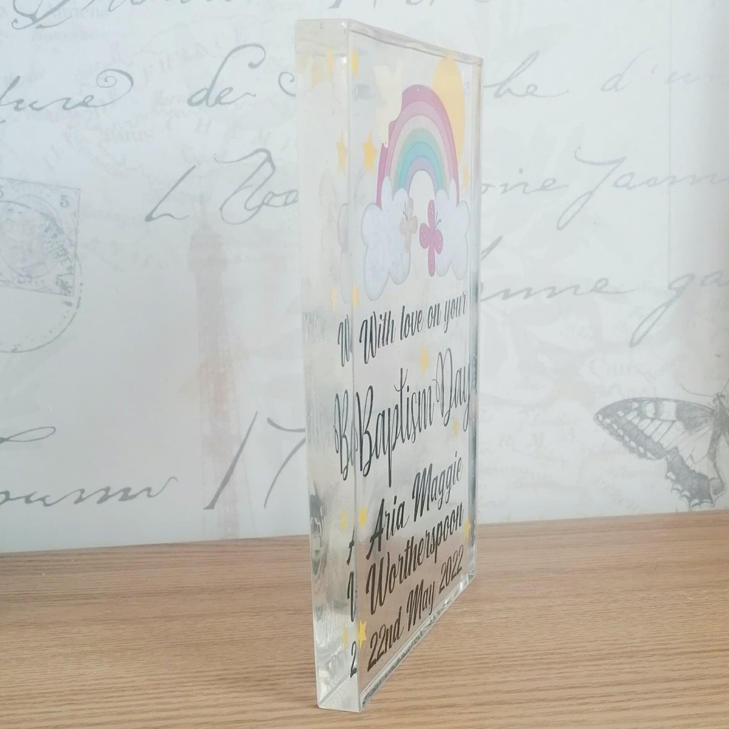 Crystal Clear Acrylic Resin Freestanding Celebration Keepsake