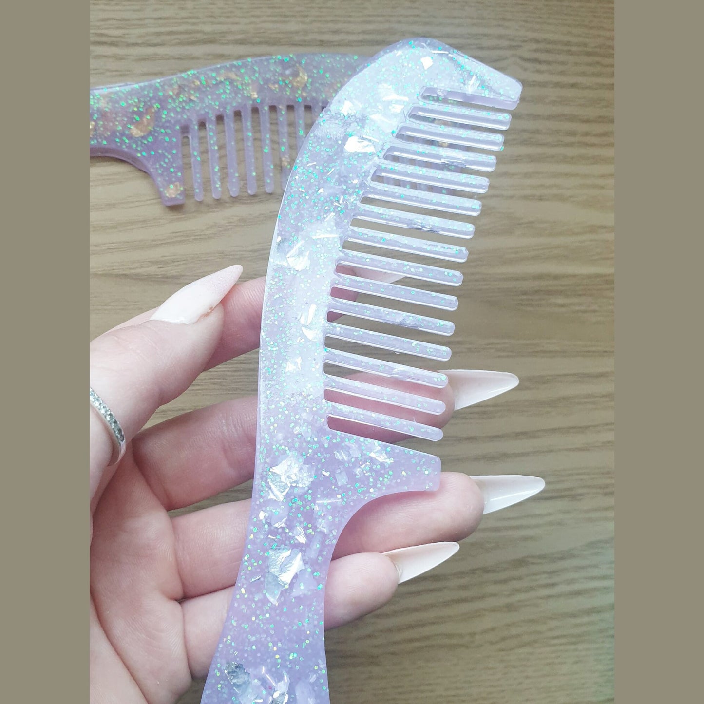 Custom Colour Hair Comb With Metllic Flakes