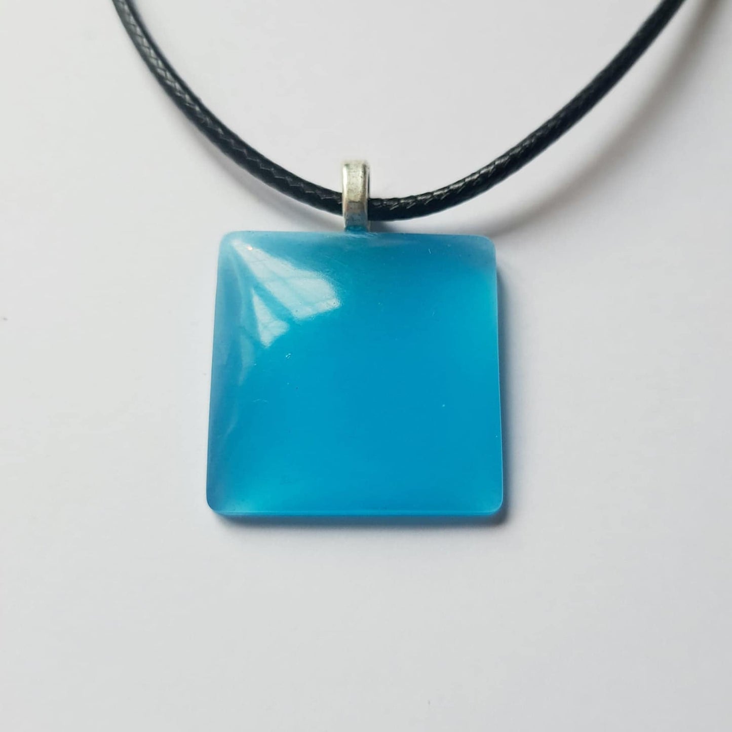 GLOW IN THE DARK Blue Square Necklace