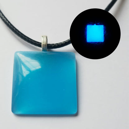 GLOW IN THE DARK Blue Square Necklace