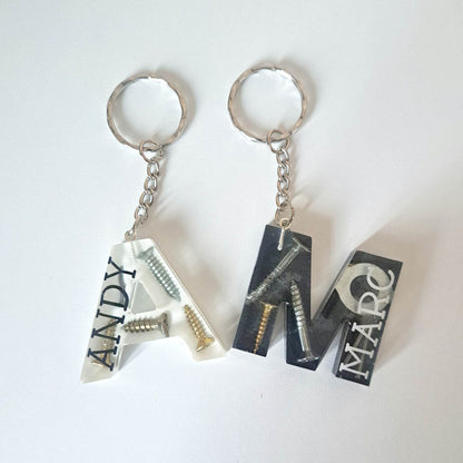 BULK ORDER Acrylic Nails And Screws Coloured Initial Keyring