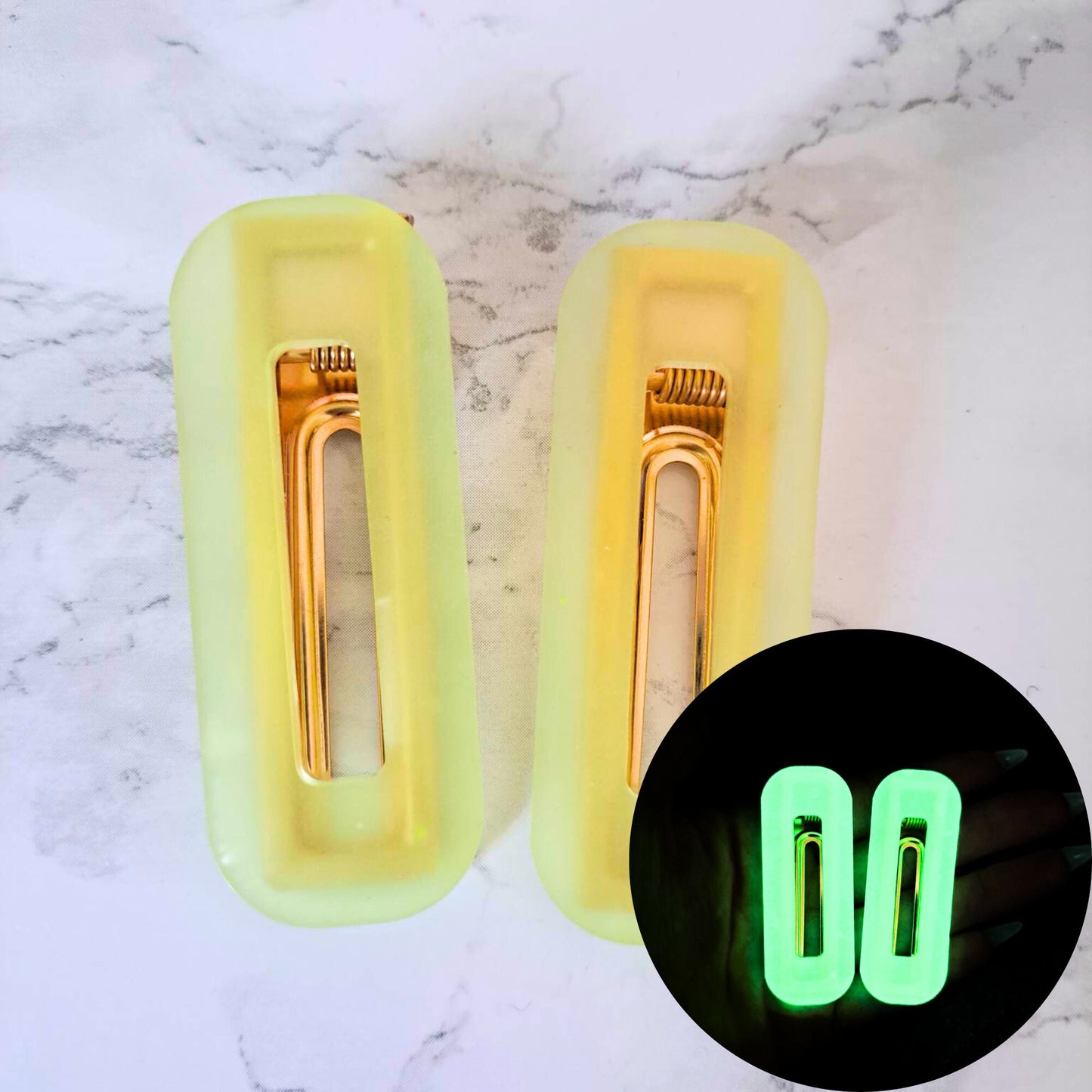 GLOW IN THE DARK Set of 2 Hair Clips