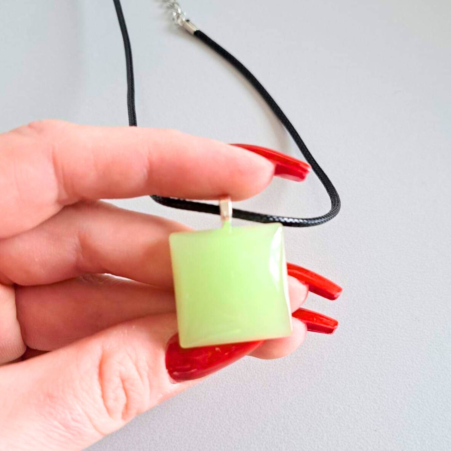 GLOW IN THE DARK Square Yellow Necklace